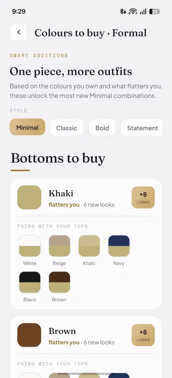ColorCloset what to buy screen