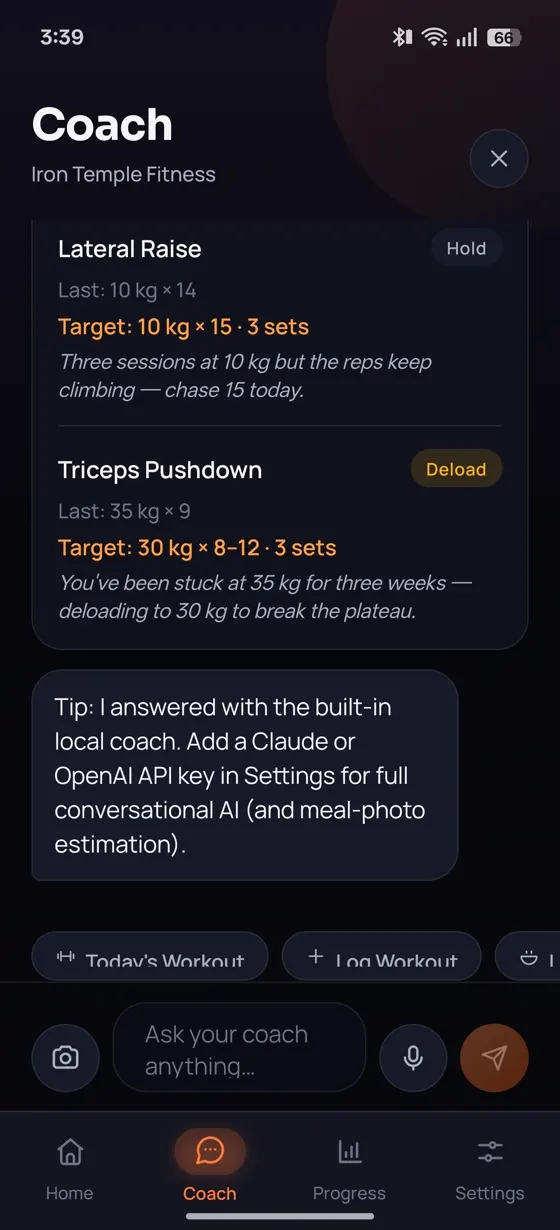 ForgeAI chat screen