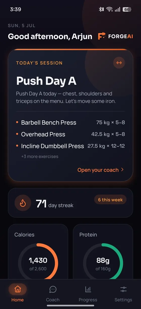 ForgeAI home screen